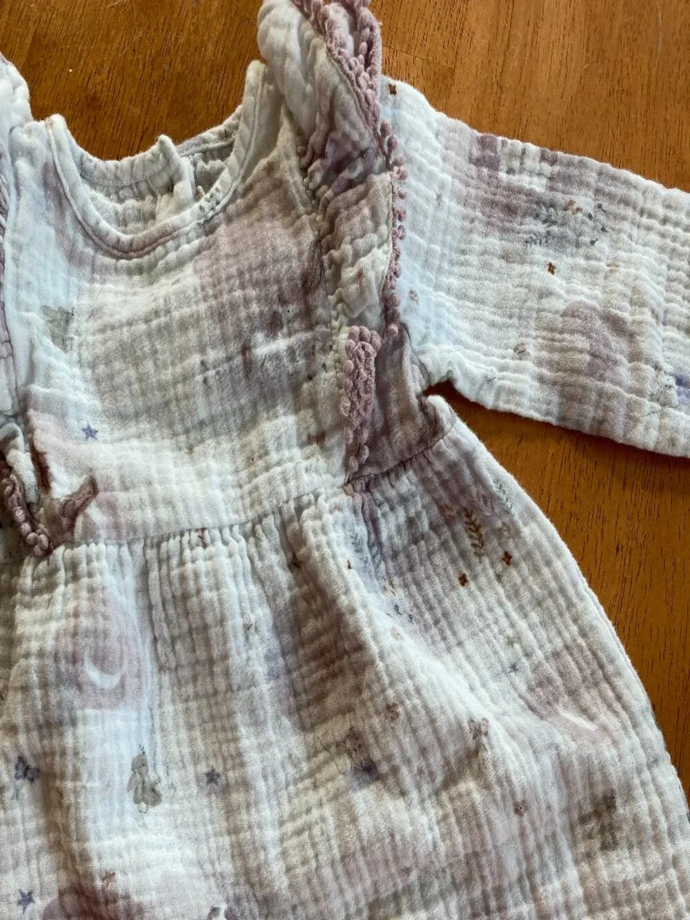 Elegant Baby Printed Flutter Sleeve Muslin Romper ~ Fairytale Wonderland - 3-6M